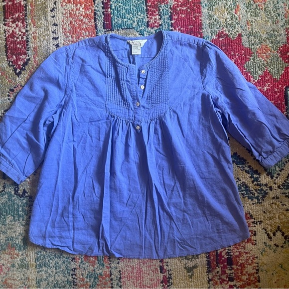 Sandro sportswear Blue Button-Up linen blend Blouse size L - Picture 1 of 4